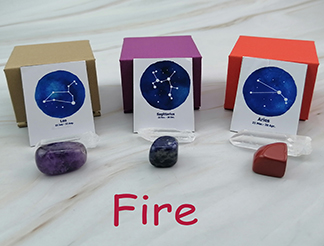 Zodiac tumble semi gem stone with paper drawer box